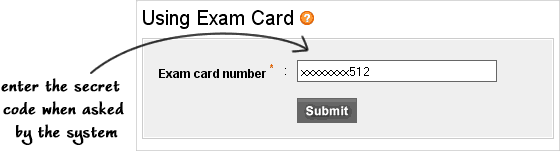 using exam card